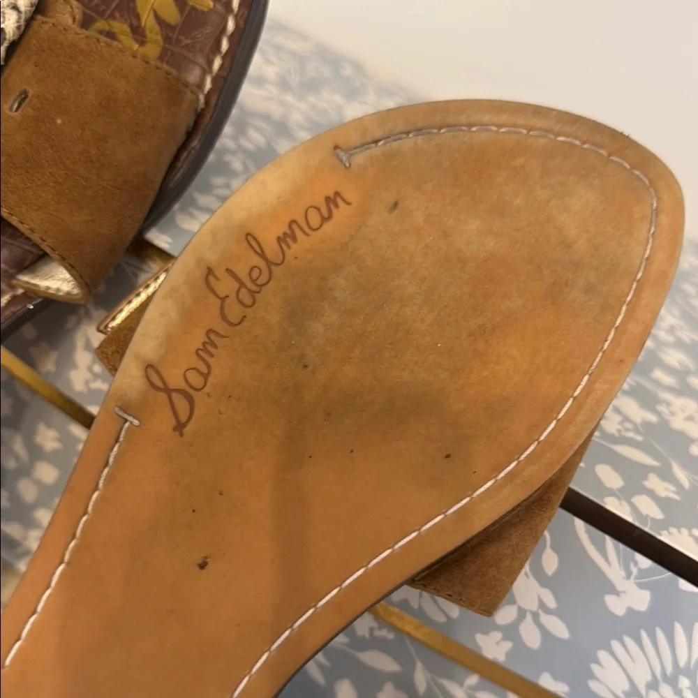 Sam Edelman Brown Suede Sandals with Decorative Buckle - Picture 4 of 9